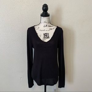 So Black Tunic Sweater Top V Neck